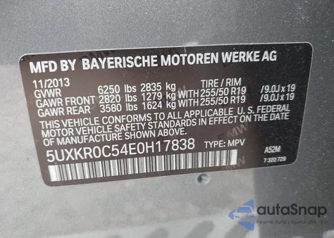 2014 BMW X5 xDrive35I from USA, damaged, VIN 5UXKR0C54E0H17838